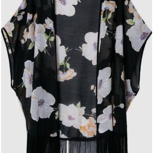 Women’s Floral Kimono with Fringe